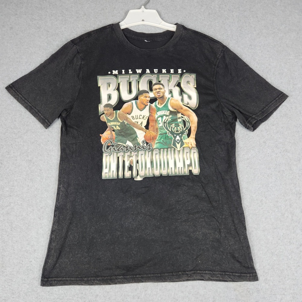 Milwaukee Bucks Giannis Antetokounmpo T-Shirt Mens Large Black NBA Graphic